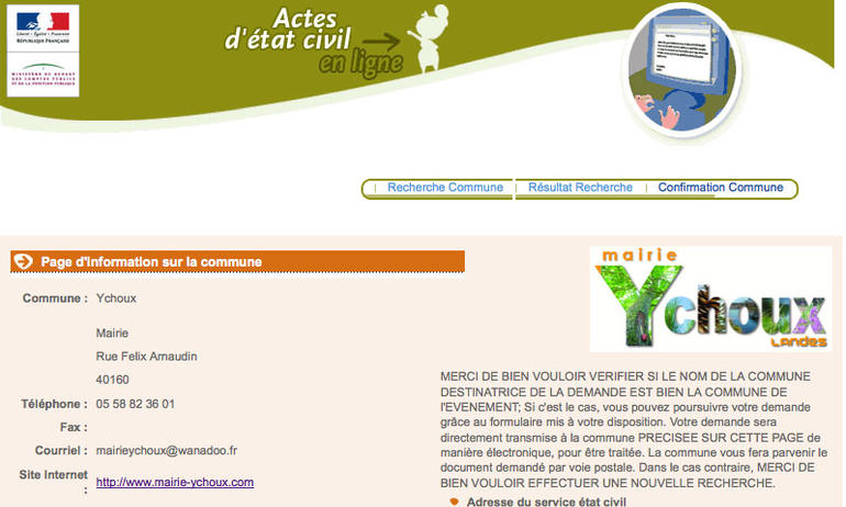 Demande d'actes d'état-civil